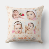 Niedliches Soft Peach Baby Name Foto Kissen (Vorderseite)