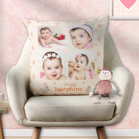 Niedliches Soft Peach Baby Name Foto Kissen