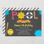 Niedliches Softball-Baseball-Party Einladung (Vorne/Hinten)