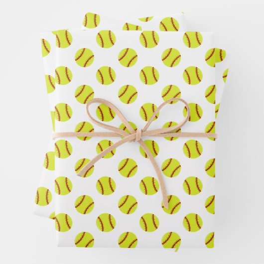 Niedliches Softball-Muster Geschenkpapier Set (Beispiel)