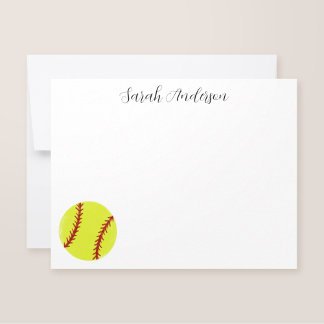 Niedliches Softball Personalisiert Stationery Flat Mitteilungskarte