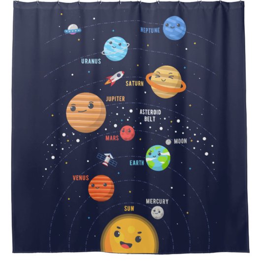 Niedliches Solarsystem Duschvorhang (Vorderseite)