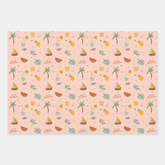 Niedliches Sommerästhetisches Muster Geschenkpapier Set (Vorderseite)