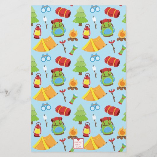 Niedliches Sommercampingmuster Briefpapier (Rückseite)