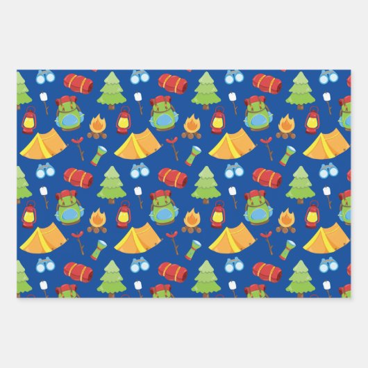 Niedliches Sommercampingmuster Geschenkpapier Set (Vorderseite)