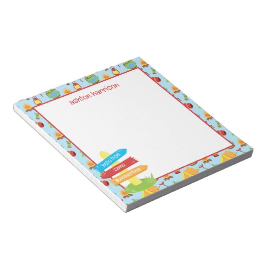 Niedliches Sommercampingmuster Notizblock (angewinkelt)