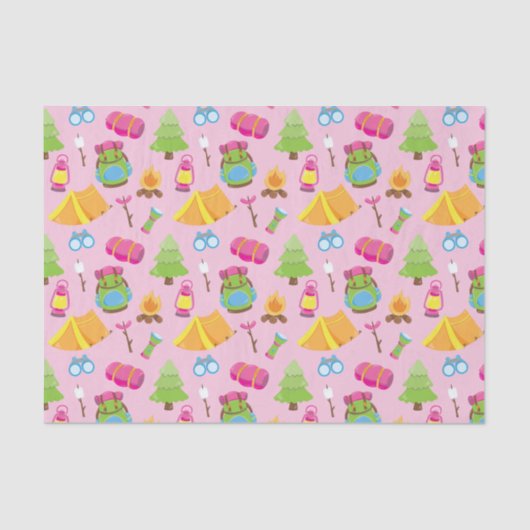 Niedliches Sommercampingmuster Seidenpapier (Vorderseite)