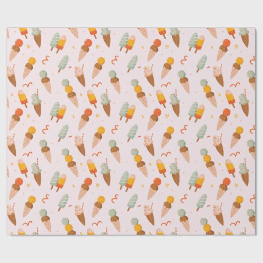 Niedliches Sommereiscrememuster Geschenkpapier (Flach)