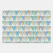 Niedliches Sommerfarbenfroh Flip Flops Muster Geschenkpapier Set (Vorderseite)