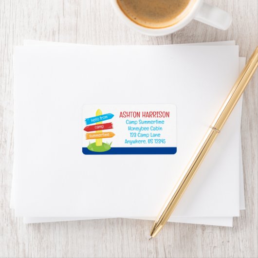 Niedliches Sommerlager signieren Große Rücksendead Adressaufkleber (Insitu)