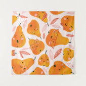 Niedliches Sommernahtloses Muster mit Orangenbirne Wandteppich (Vorderseite (Horizontal))