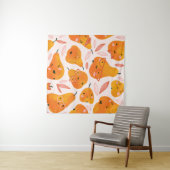 Niedliches Sommernahtloses Muster mit Orangenbirne Wandteppich (Beispiel (Horizontal))