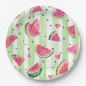 Niedliches Sommerrosa Wassermelone, Adorable Fruch Pappteller (Vorderseite)