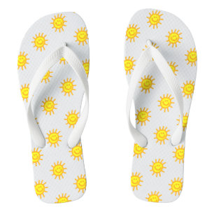Niedliches Sommerzeitfröhliches Sonnenmuster Weiß Badesandalen