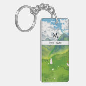 Niedliches Sonnenbad in Bergsicht Persönlich gesta Schlüsselanhänger (Vorderseite links)