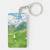 Niedliches Sonnenbad in Bergsicht Persönlich gesta Schlüsselanhänger (Rückseite)