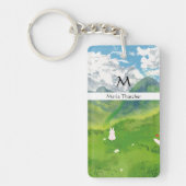 Niedliches Sonnenbad in Bergsicht Persönlich gesta Schlüsselanhänger (Vorderseite)