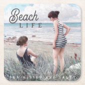 Niedliches Sonnenbad und Salty Beach Life Rechteckiger Pappuntersetzer (Vorderseite)