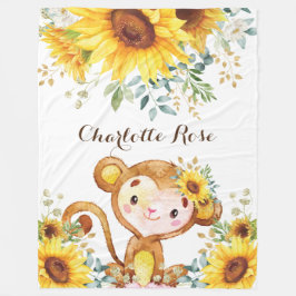 Niedliches Sonnenblumen-Jungle-Affe-Baby-Girl-Kind Fleecedecke