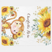 Niedliches Sonnenblumen-Jungle-Affe-Baby-Girl-Kind Fleecedecke (Vorderseite (Horizontal))