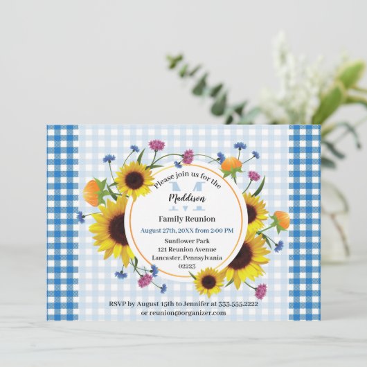 Niedliches, Sonnenblumen-Thema Wiedersehen-Design Einladung (Stehend Vorderseite)