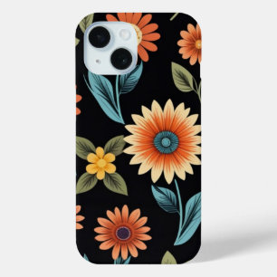 Niedliches Sonnenblumenmuster auf schwarzem Hinter Case-Mate iPhone Hülle