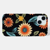 Niedliches Sonnenblumenmuster auf schwarzem Hinter Case-Mate iPhone Hülle (Rückseite (Horizontal))