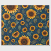 Niedliches Sonnenblumenmuster Blau Geschenkpapier (Flach)