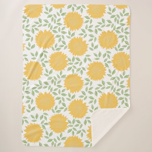 Niedliches Sonnenblumenmuster Sherpadecke (Vorderseite)