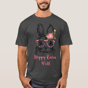 Niedliches Sonnengesicht mit Brille Leopard Print T-Shirt
