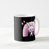 Niedliches Sonnengesicht mit Regenbogenbrille spri Kaffeetasse (VorderseiteRechts)