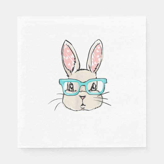 Niedliches Sonnengesicht mit rosa Brille, Osterhas Serviette (Vorderseite)