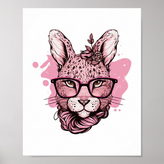 Niedliches Sonnengesicht Pink Brille Blumenleopard Poster (Vorne)