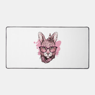Niedliches Sonnengesicht Pink Brille Blumenleopard Schreibtischunterlage