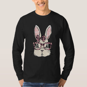 Niedliches Sonnengesicht Pink Leopard Brille Bow K T-Shirt