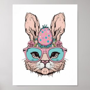 Niedliches Sonnengesicht Rosa Brille Blumengeflech Poster