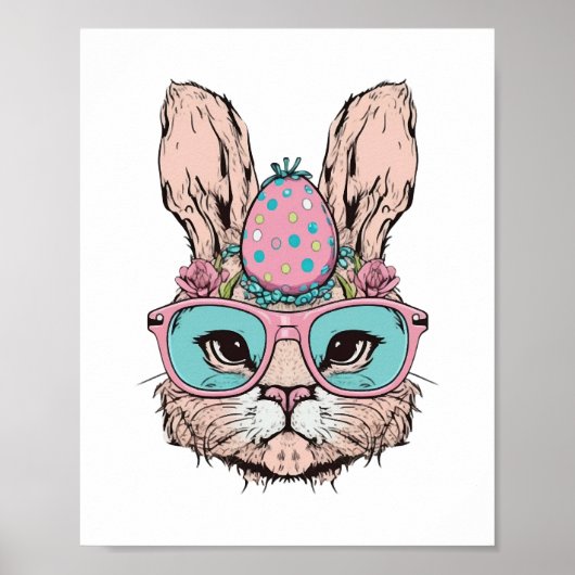 Niedliches Sonnengesicht Rosa Brille Blumengeflech Poster (Vorne)