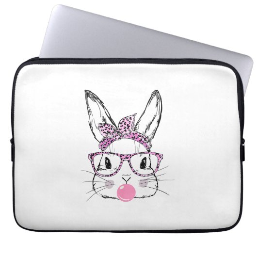 Niedliches Sonnengesicht Rosa Leopard Brille Bubbl Laptopschutzhülle (Vorderseite)