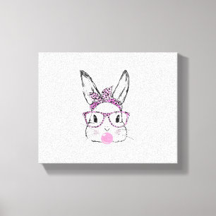 Niedliches Sonnengesicht Rosa Leopard Brille Bubbl Leinwanddruck