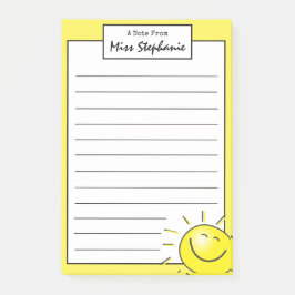 Niedliches Sonnenlicht Lächeln Gesicht von Lehrer Post-it Klebezettel