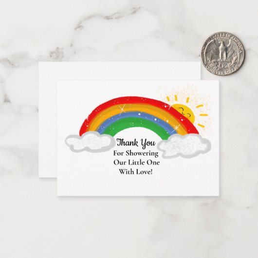 Niedliches Sonnenlicht Regenbogen Dankeschön Karte (Vorderseite/Rückseite Beispiel)