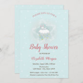 Niedliches Sonnenlicht, Wolke, Sterne Blue Dots Ba Einladung (Vorne/Hinten)