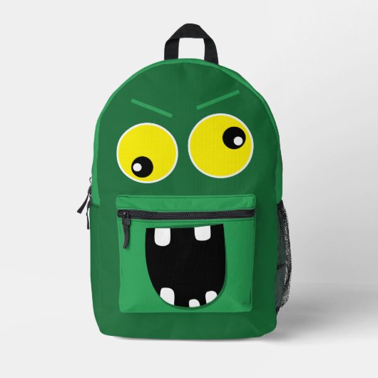 Niedliches, sonniges grünes Monster mit Namen Kind Bedruckter Rucksack (Vorderseite)
