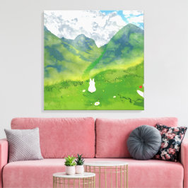 Niedliches sonniges Wetter mit Aussicht auf Berge Leinwanddruck