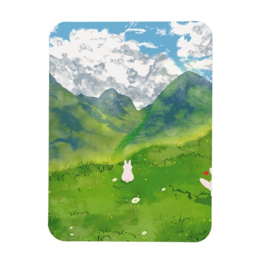 Niedliches sonniges Wetter mit Aussicht auf Berge Magnet (Vertikal)