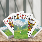 Niedliches sonniges Wetter mit Aussicht auf Berge Spielkarten