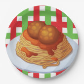 Niedliches Spaghetti-Party Pappteller (Vorderseite)