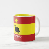 Niedliches Spanisch Stier, Sun u. Flagge Zweifarbige Tasse (VorderseiteRechts)