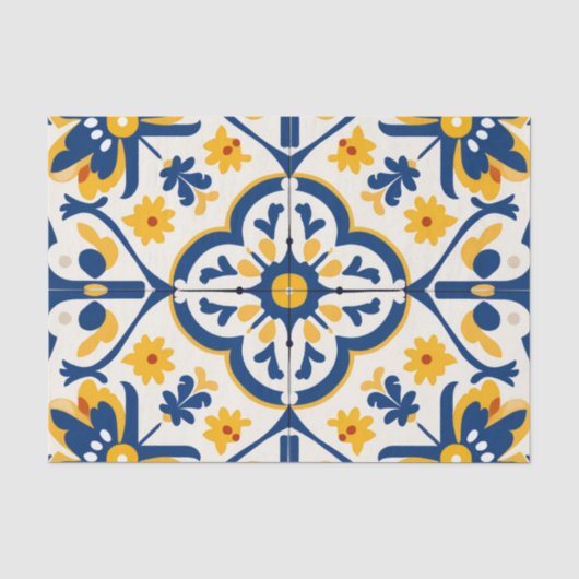 Niedliches spanisches Fliesenmuster Seidenpapier (Vorderseite)