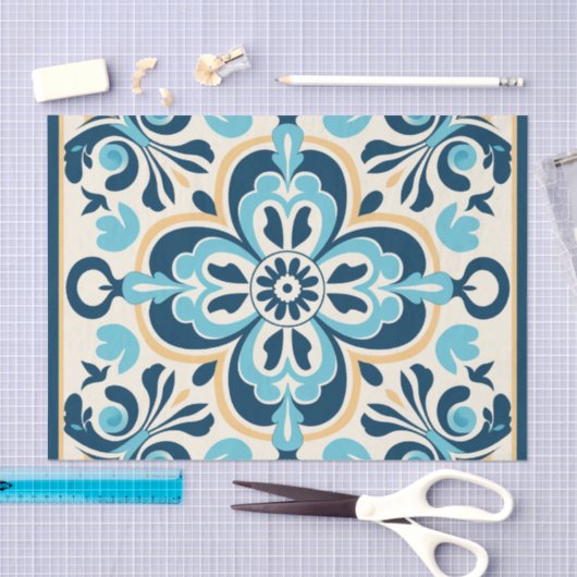 Niedliches spanisches Fliesenmuster Seidenpapier (Handwerk)